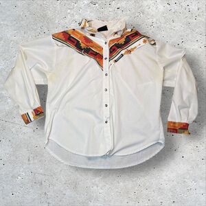 Roughrider by Circle T Western Shirt Women's Button Aztec Yoke Long Sleeve